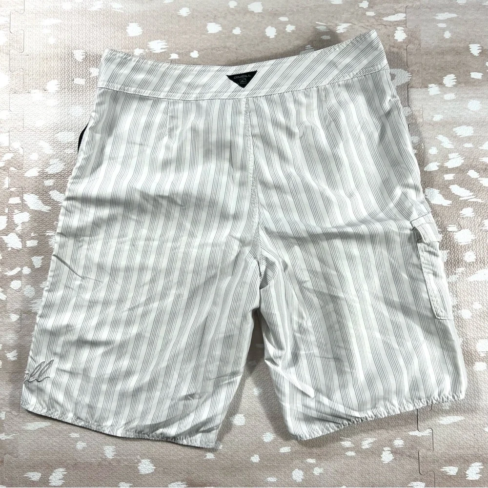 O’Neill Men's Striped Hybrid Swim Board Shorts Gray and White Size 32 - Picture 3 of 6